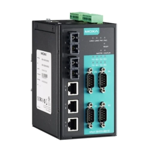 NPort S8455I-SS-SC 4-портовый преобразователь RS-232/422/485 в Ethernet cо встроенным Ethernet-коммутатором